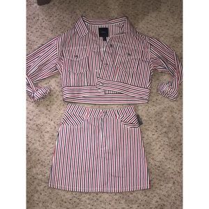 striped matching skirt and jacket set
